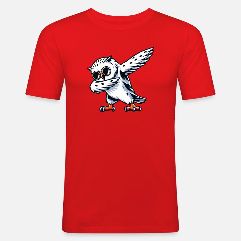 Coole Schneeeule Dabbing Pose - Männer Slim Fit T-Shirt - Rot