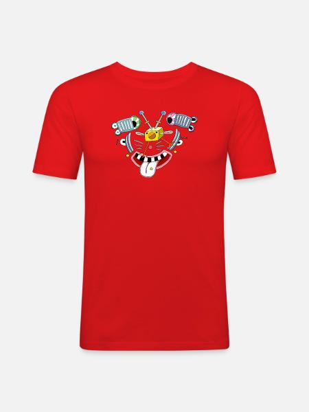 Sjovt billede, fræk klovnekylling ansigt - Herre Slim Fit T-Shirt - rød