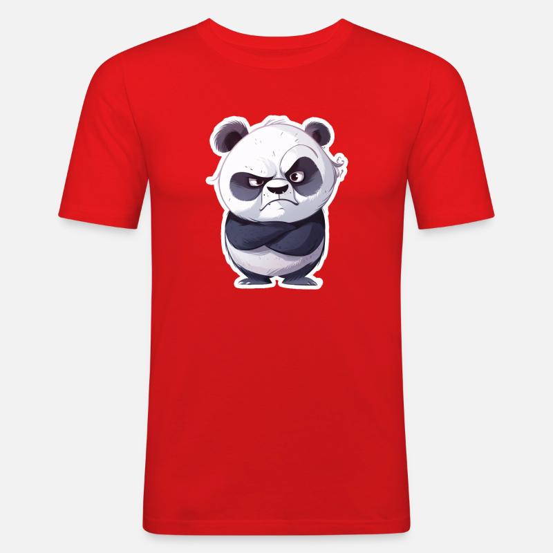 Eingeschnappter Beleidigter Panda - Männer Slim Fit T-Shirt - Rot