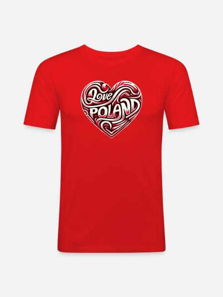 Poland, I love Poland - Men's Slim Fit T-Shirt - red