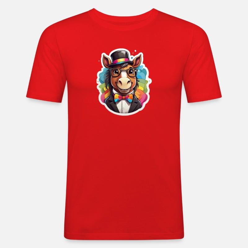 Rainbow Esel Gentleman - Männer Slim Fit T-Shirt - Rot