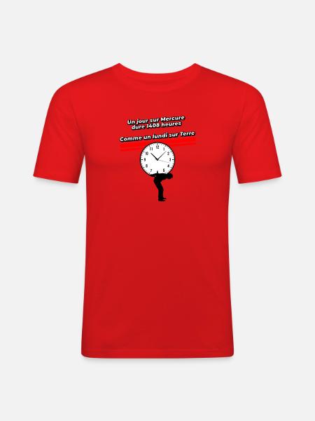 Un lundi sur terre - T-shirt près du corps Homme - rouge