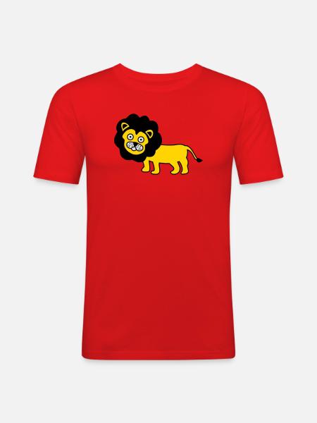 Löwe als Kinder Design - Männer Slim Fit T-Shirt - Rot
