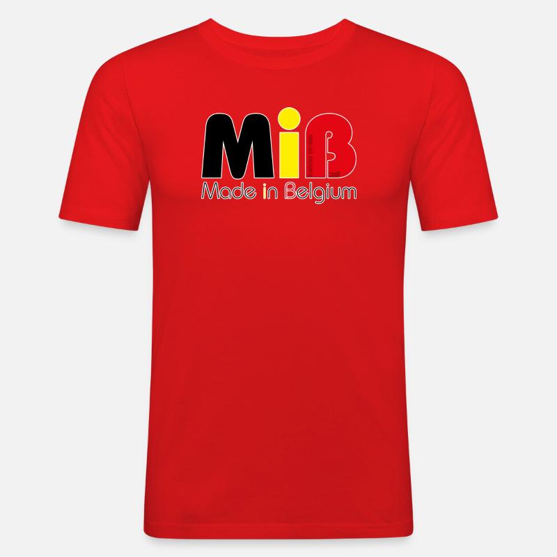 MiB Made in Belgium – Version 2018 - Männer Slim Fit T-Shirt - Rot