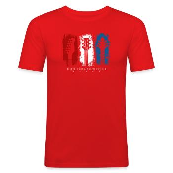 Flag Trio Guitars Grunge - Men's Slim Fit T-Shirt - red - Front - Jaron (178cm)