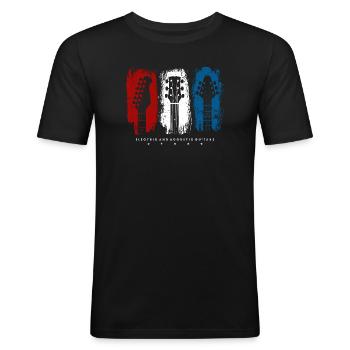 Flag Trio Guitars Grunge - Men's Slim Fit T-Shirt - black - Front - Nik (191cm)