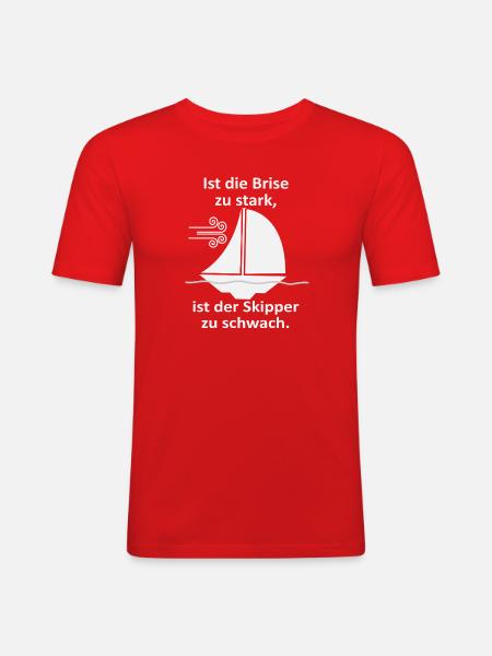 Skipper Spruch: Brise zu stark - Männer Slim Fit T-Shirt - Rot