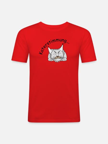 Katerstimmung - Männer Slim Fit T-Shirt - Rot