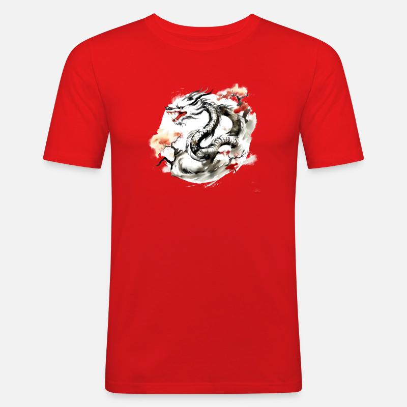 Chinesisches Sternzeichen Drache - Männer Slim Fit T-Shirt - Rot