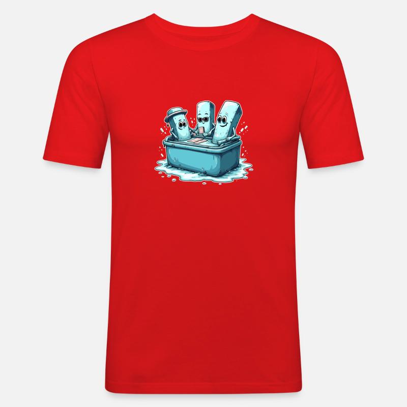 Icecube Lolly Pool Party Design - Männer Slim Fit T-Shirt - Rot
