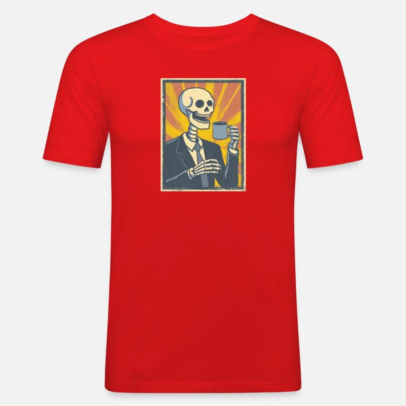 Kaffee oder Grab – was soll’s! - Männer Slim Fit T-Shirt - Rot