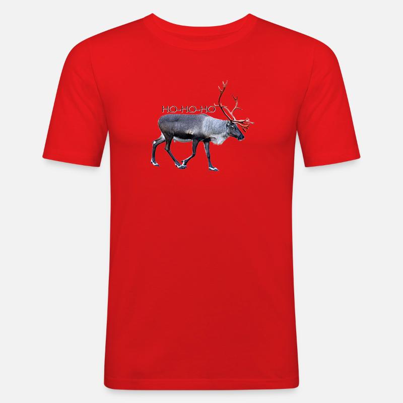 HOHOHO - Männer Slim Fit T-Shirt - Rot