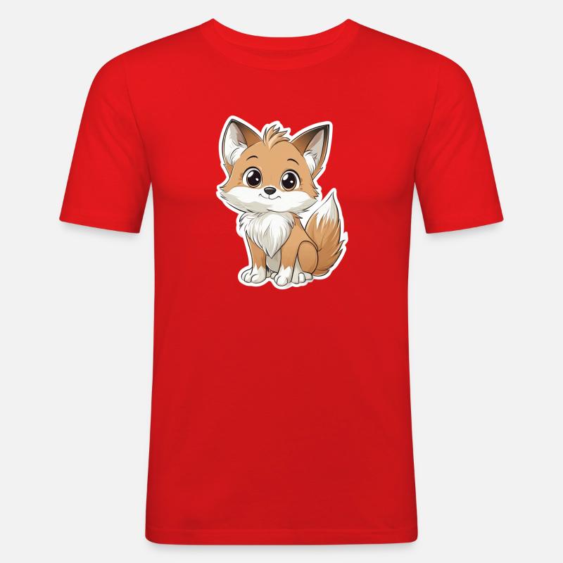 Fuchs - Männer Slim Fit T-Shirt - Rot