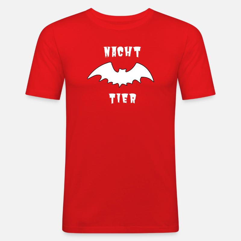 Nachttier_Weis_1 - Männer Slim Fit T-Shirt - Rot