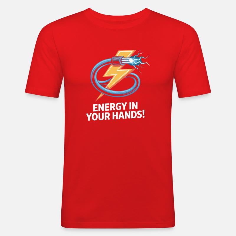 Elektrischer Strom Blitz Design - Männer Slim Fit T-Shirt - Rot