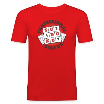 Professioneller Sudoku-Puzzle-Spieler - Männer Slim Fit T-Shirt - Rot - Vorne - Jaron (178cm)