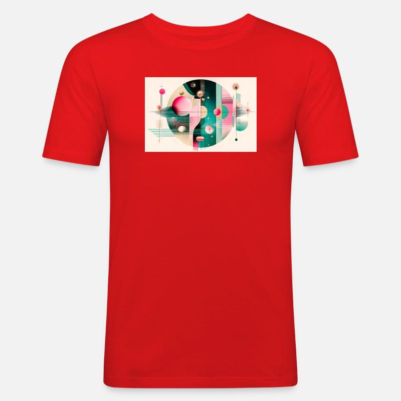 Abstrakte Komposition mit Farbflug - Männer Slim Fit T-Shirt - Rot