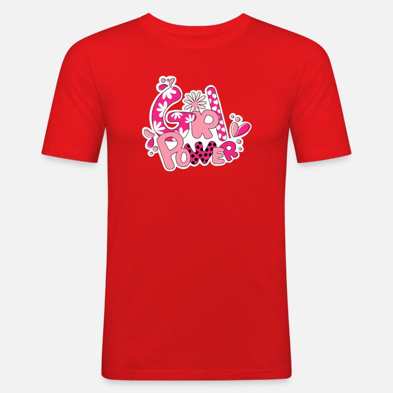 Mädchen-Flower-Power - Männer Slim Fit T-Shirt - Rot