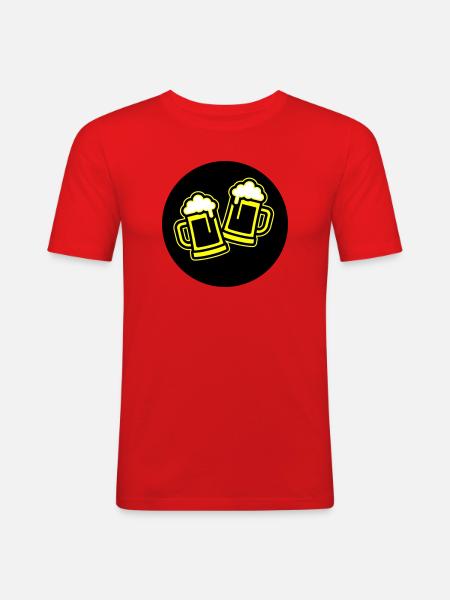 Bier Anstoßen Symbol Bierkrug - Männer Slim Fit T-Shirt - Rot