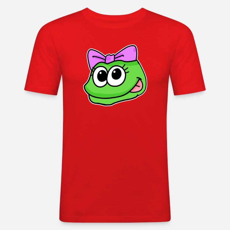Frosch Mädchen Kopf Tierkopf - Männer Slim Fit T-Shirt - Rot