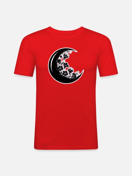 Floral Moon Phase Illustration - Men's Slim Fit T-Shirt - red