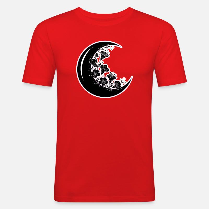 Blumen Mondphase Illustration - Männer Slim Fit T-Shirt - Rot