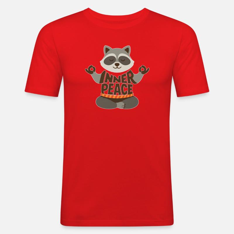 Meditierender Waschbär mit "Inner Peace" - Männer Slim Fit T-Shirt - Rot