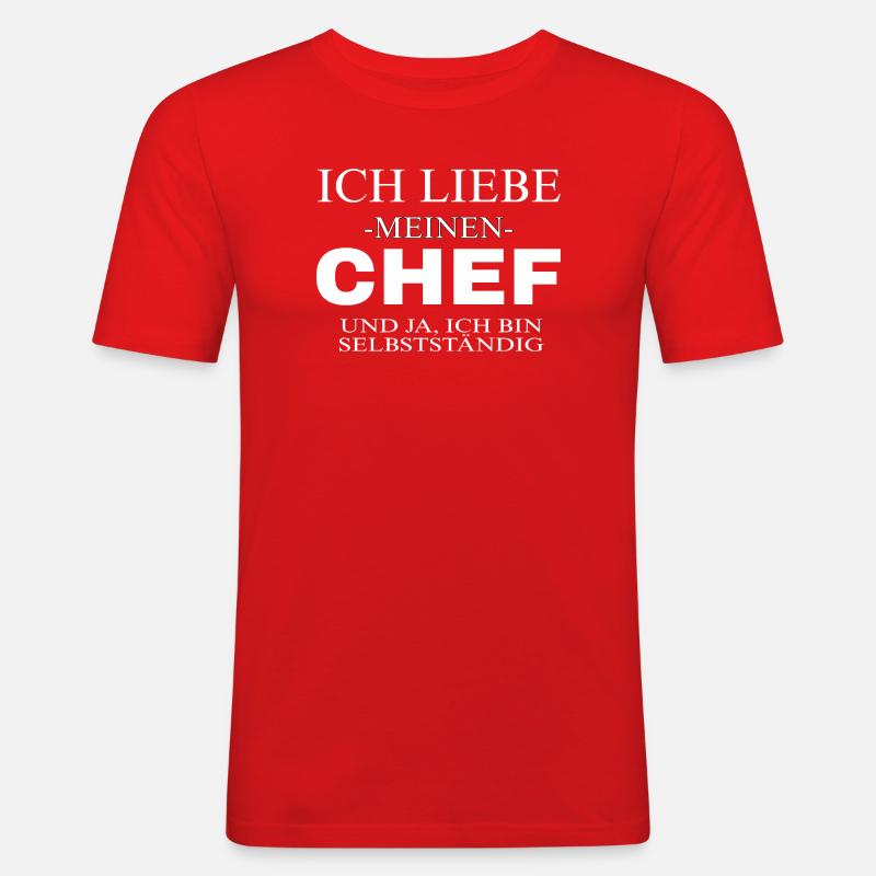 Ich bin mein eigener Chef - Männer Slim Fit T-Shirt - Rot