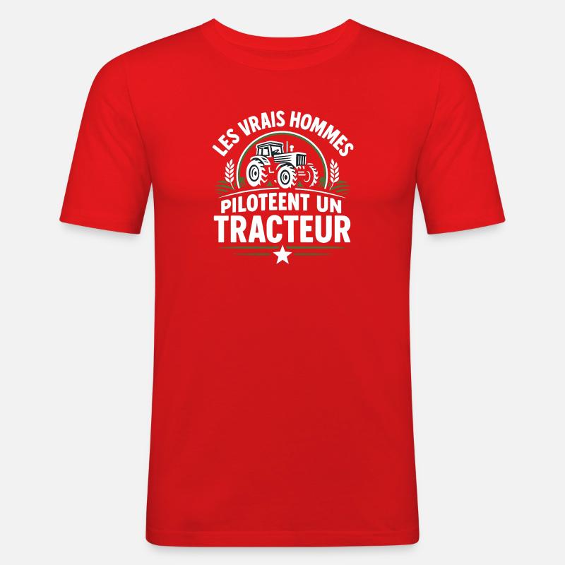 Echte Männer fahren einen Traktor - Männer Slim Fit T-Shirt - Rot