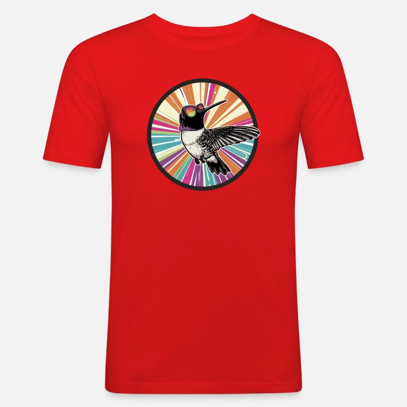 Vibranter Kolibri mit Farbexplosion - Männer Slim Fit T-Shirt - Rot