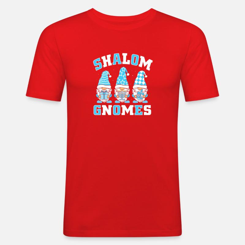 Hanoukka Hanoukka Hanoukka Gnome - T-shirt près du corps Homme - rouge