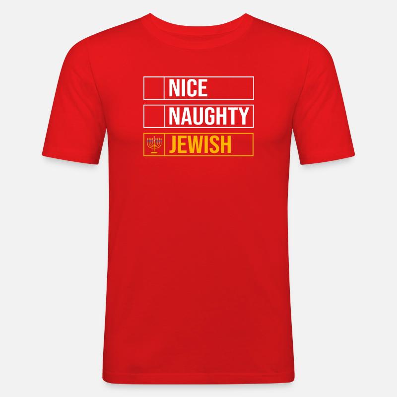 Hanoukka Hanoukka Hanoukka - T-shirt près du corps Homme - rouge