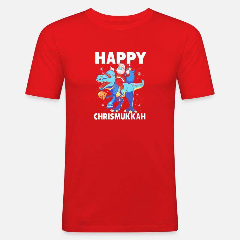 Hanoukka Hanoukka Hanoukka Noël - T-shirt près du corps Homme - rouge
