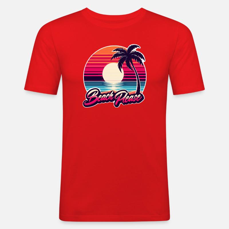 Strand Sunset Beach Bitte - Männer Slim Fit T-Shirt - Rot