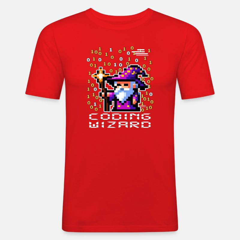 Wizard Pixel Code - Men's Slim Fit T-Shirt - red