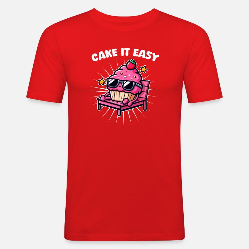 Cupcake Chill Cake Es ist einfach - Männer Slim Fit T-Shirt - Rot