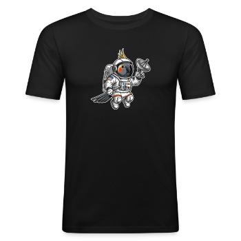 Space Bird Astronaut Cockatiel - Men's Slim Fit T-Shirt - black - Front - Nik (191cm)