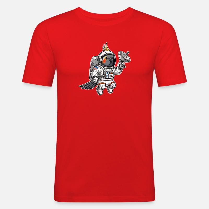 oiseau de l’espace astronaute calopsitte - T-shirt près du corps Homme - rouge