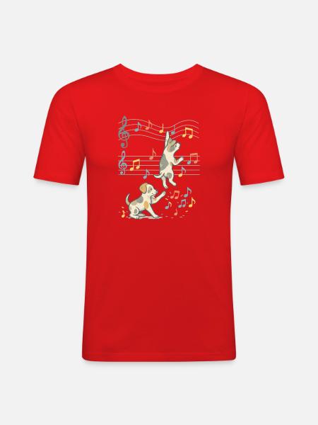 Music Playing Dogs Illustration - Men's Slim Fit T-Shirt - red