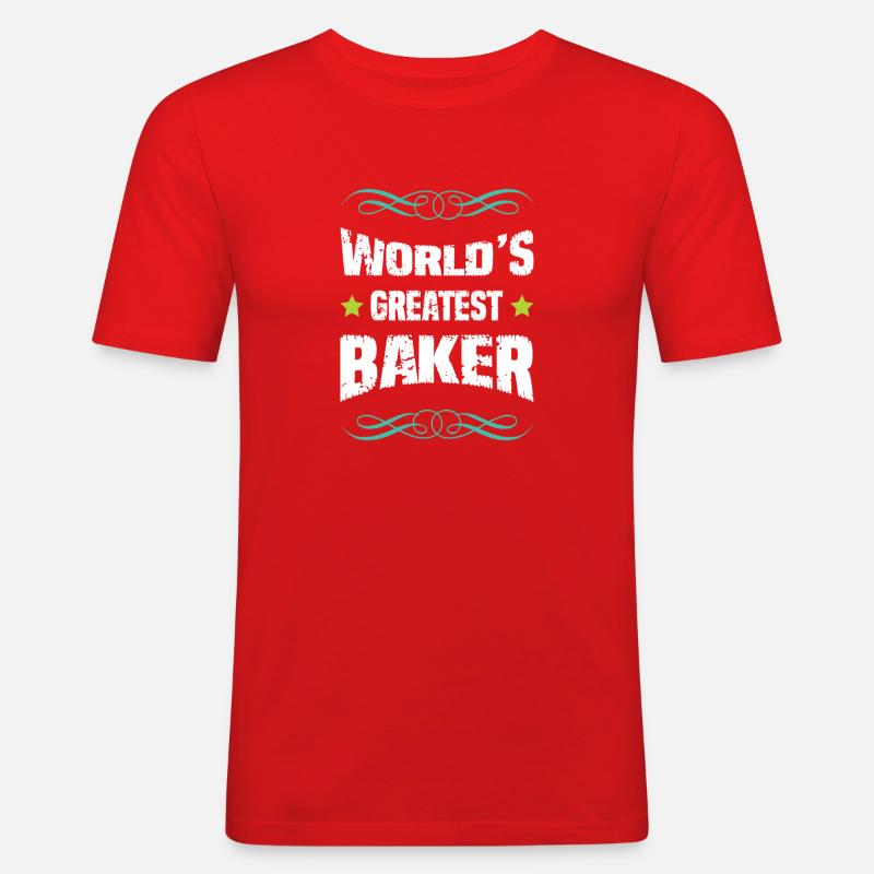 Weltbester Bäcker - Männer Slim Fit T-Shirt - Rot