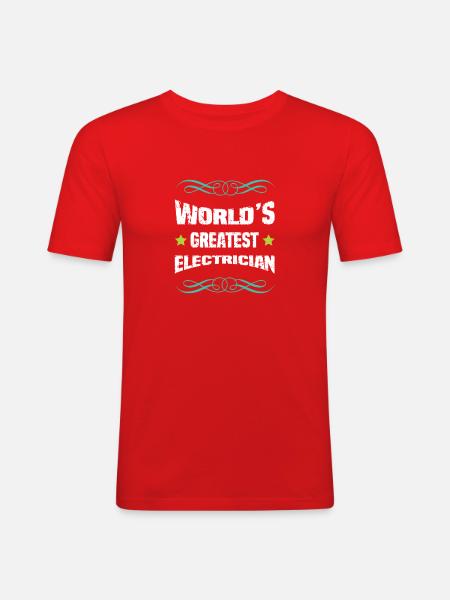 Weltbester Elektriker - Männer Slim Fit T-Shirt - Rot