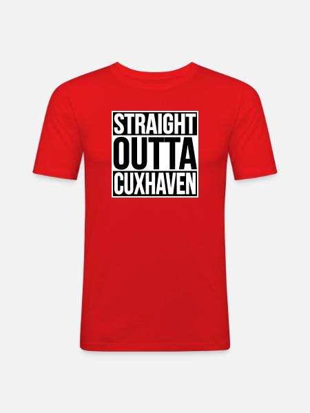 Straight Outta Cuxhaven - Männer Slim Fit T-Shirt - Rot
