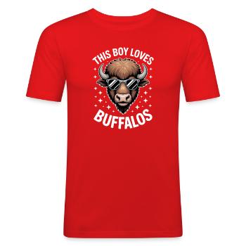 Büffel Spruch Jungs Lustiges Büffel Geschenk - Männer Slim Fit T-Shirt - Rot - Vorne - Jaron (178cm)