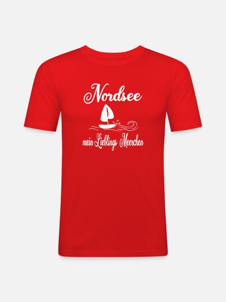 Nordsee Lieblingsmeerchen - Männer Slim Fit T-Shirt - Rot