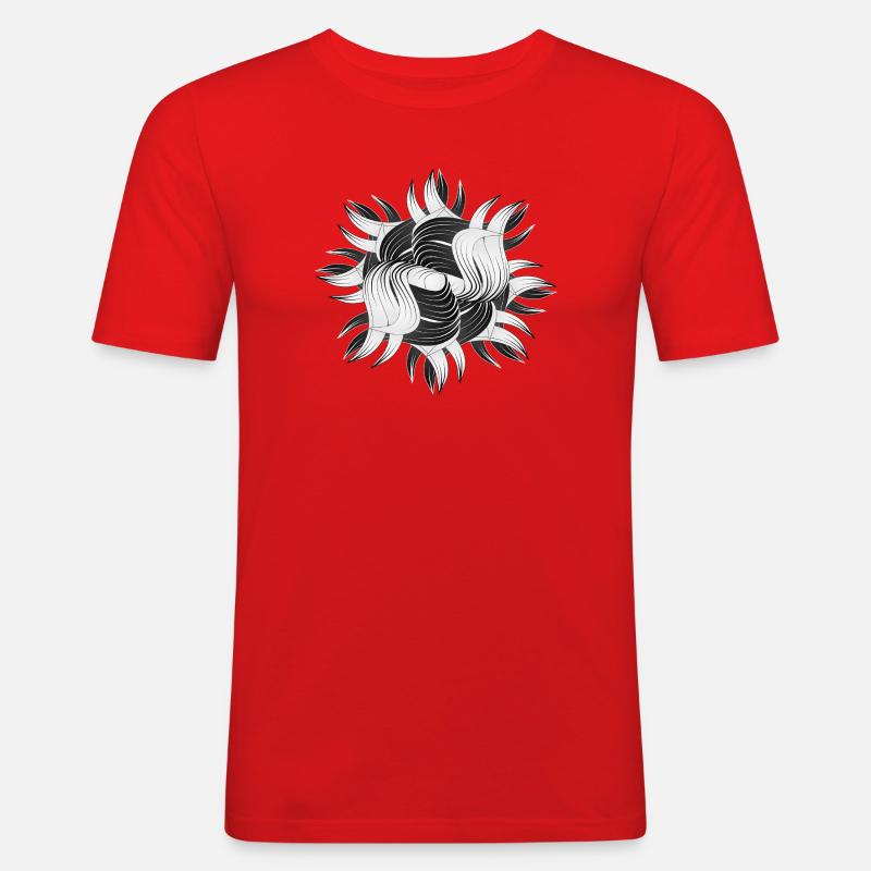 Abstrakte Formen – Dynamisches Schwarz-Weiß Design - Männer Slim Fit T-Shirt - Rot