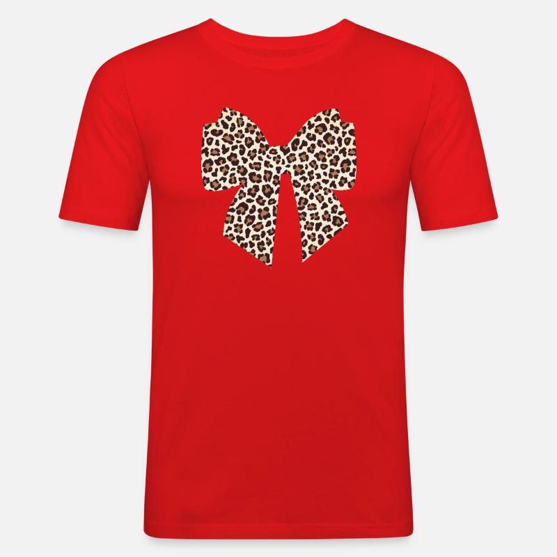 Leopard bow gift idea - Men's Slim Fit T-Shirt - red