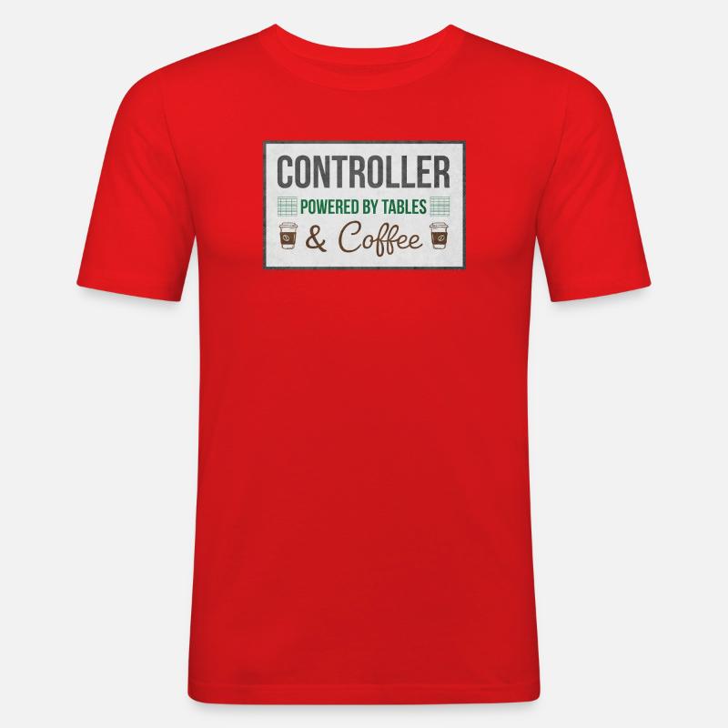 Controller Powered by Tables & Coffee - Männer Slim Fit T-Shirt - Rot