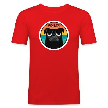 Art FCKNZS Hund Flagge Politik Geschenk  - Männer Slim Fit T-Shirt - Rot - Vorne - Jaron (178cm)