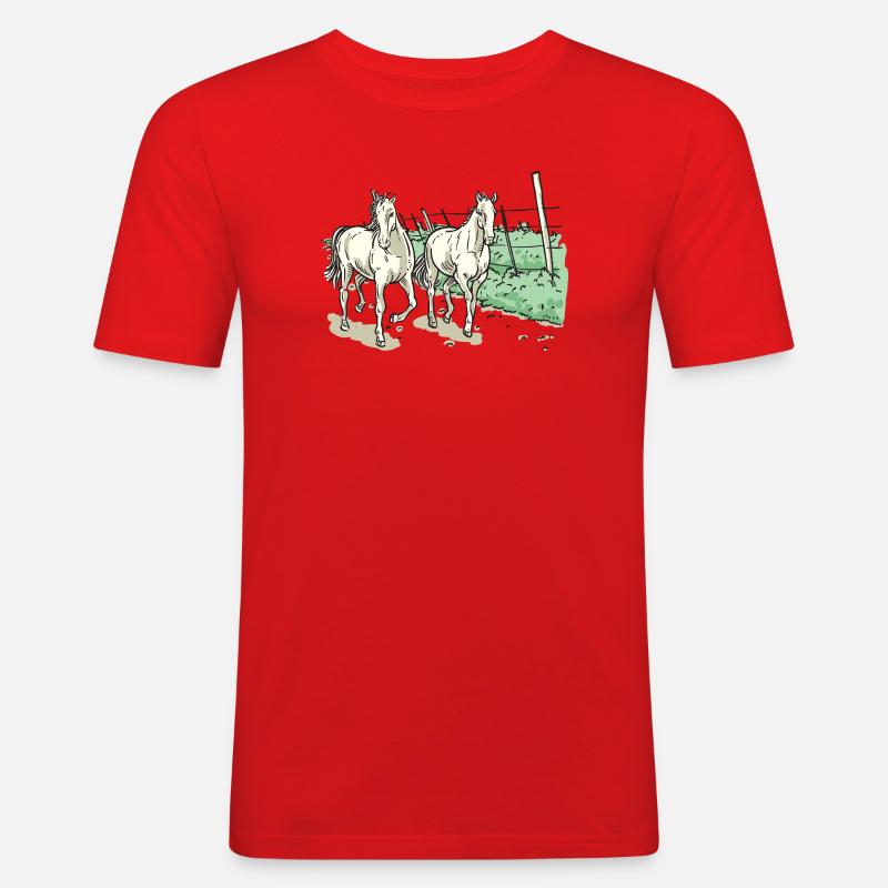 Zwei elegante Pferde - Männer Slim Fit T-Shirt - Rot