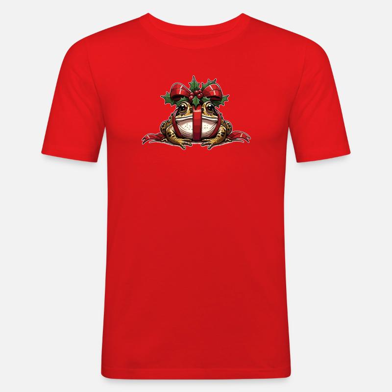 Mistle-Toad Funny Christmas Toad Frog - Men's Slim Fit T-Shirt - red